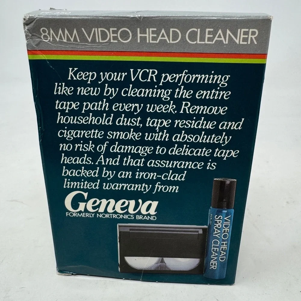 Vintage Geneva 8mm Video Head Cleaner Kit VCR-111 Spray and Cassette 1986 READ!!